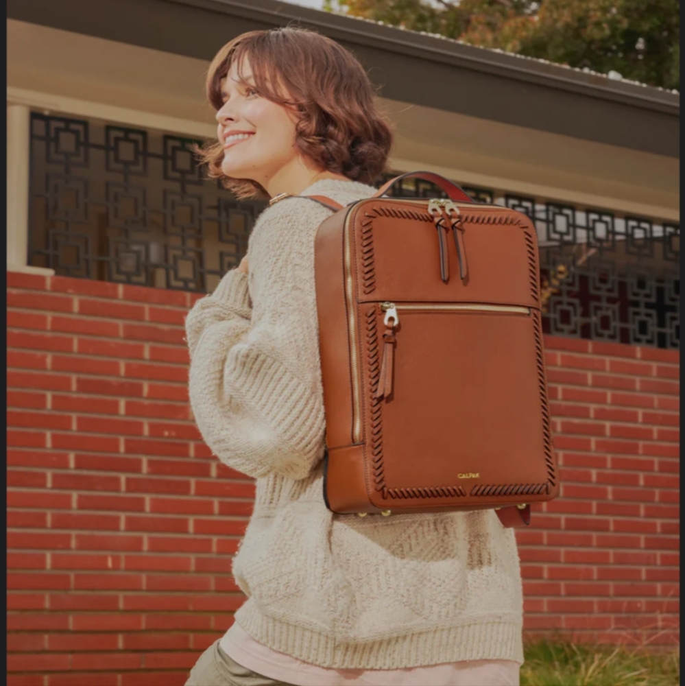 Calpak Kaya 15 inch Laptop Backpack in Caramel